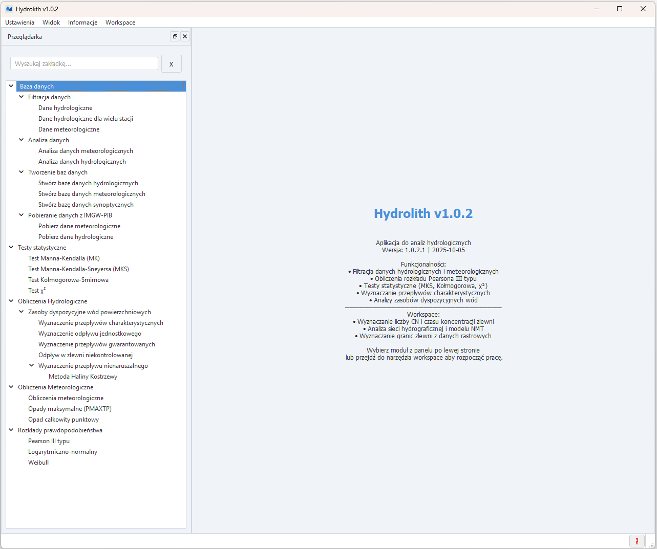 Hydrolith v1.0.2 — przeglądarka modułów analitycznych
